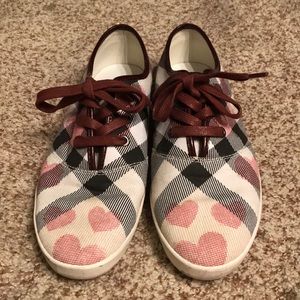 Burberry plaid and heart sneakers